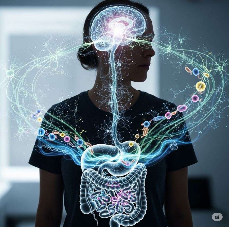 Leaky Gut Syndrom 2 Leaky Gut Syndrom ganzheitliche Medizin in Erlangen (Raum Nürnberg/Fürth) – Illustration des neuronalen Austauschs zwischen Darm und Gehirn