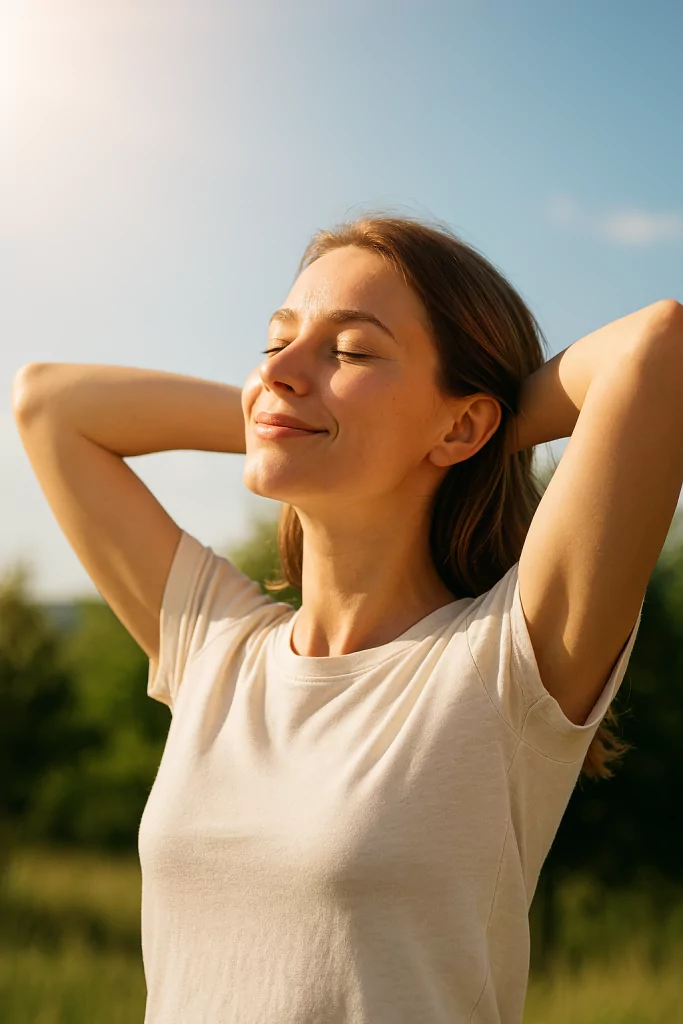 Vitamin-D-Synthese in der Haut durch Sonnenlicht – Symbolbild für natürliche Vitamin-D-Bildung, Beratung in Erlangen (Raum Nürnberg/Fürth)